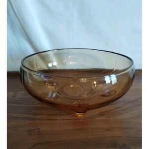 MCM Amber Glass Bowl With Legs